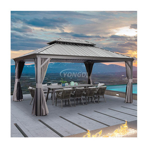 Luxury modern courtyard double hard cover 3x3 wind resistant canopy pergola tent roof gazebo