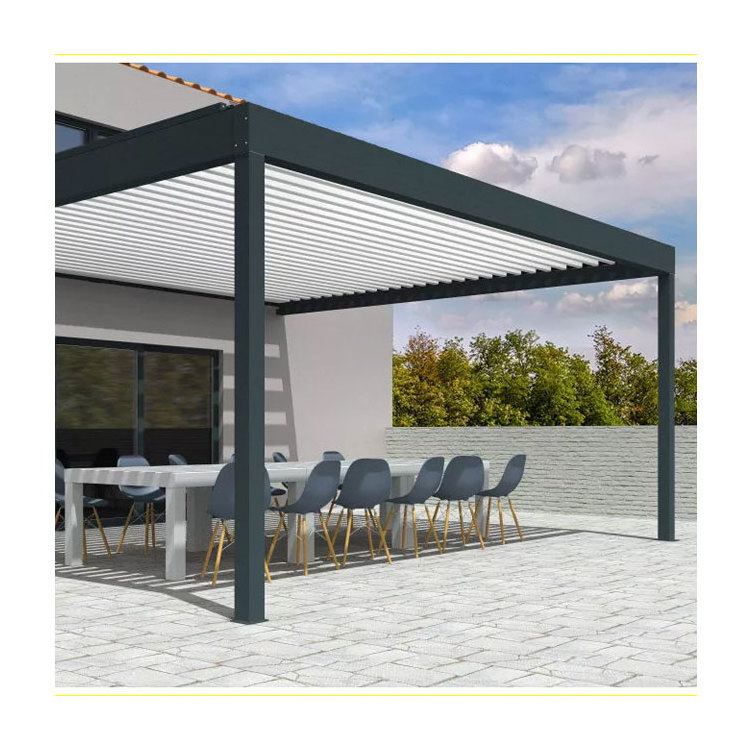 British 3x3 Garden patio eco-friendly smart motorized slat louver aluminum pergola waterproof jardin metal gazebo