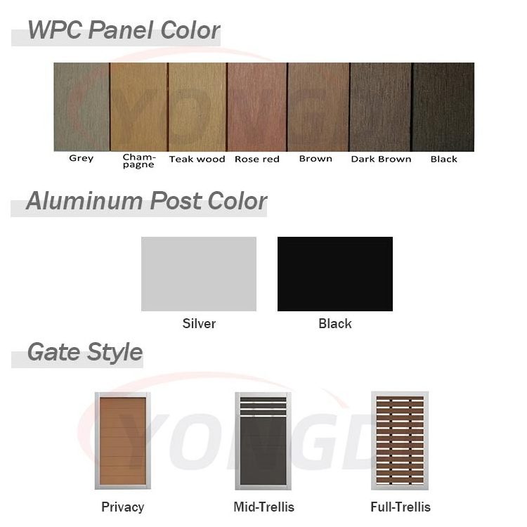 Exterior wpc gate fence electric motor aluminium metal entry horizontal composite wood driveway swing sliding garden gate