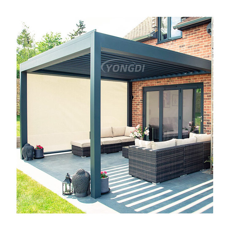 Foshan bioclimatic outdoor sun block auto motorized louver roof pool louvered aluminum alloy pergola kit