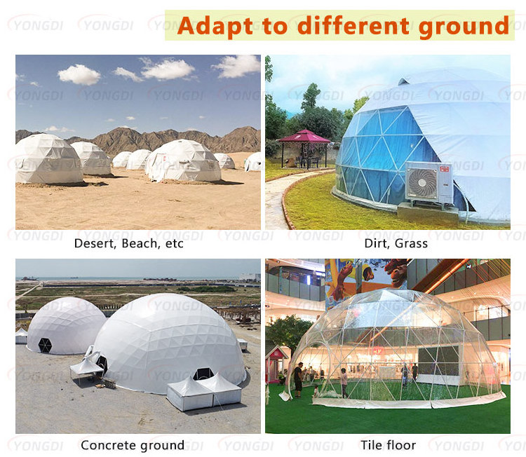 UAE geodesic camping igloo tent hotel 3M 7M 8M outdoor round dome shelter house kit with bathroom