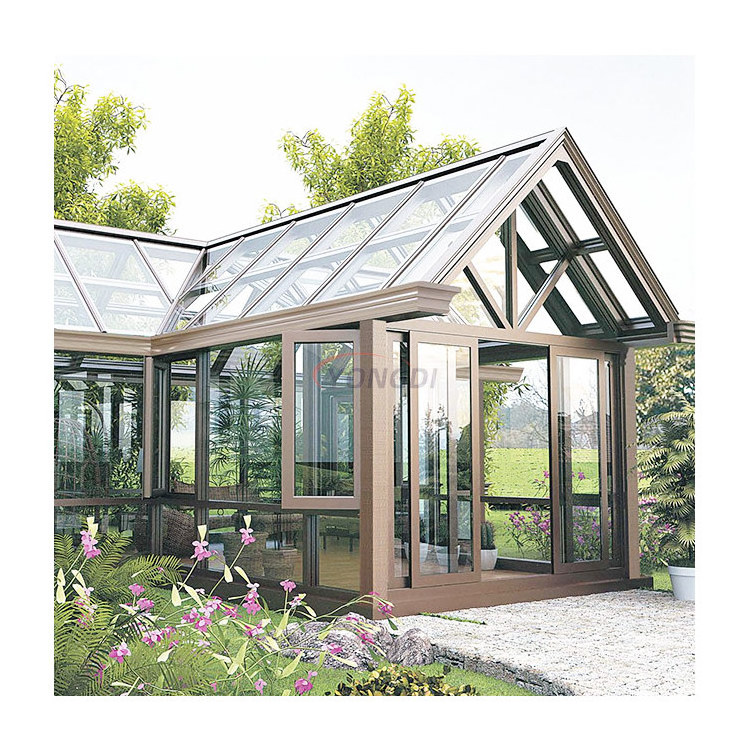 Modern aluminium frame polycarbonate glass roof 4 season wall mounted sunroom greenhouse kit set