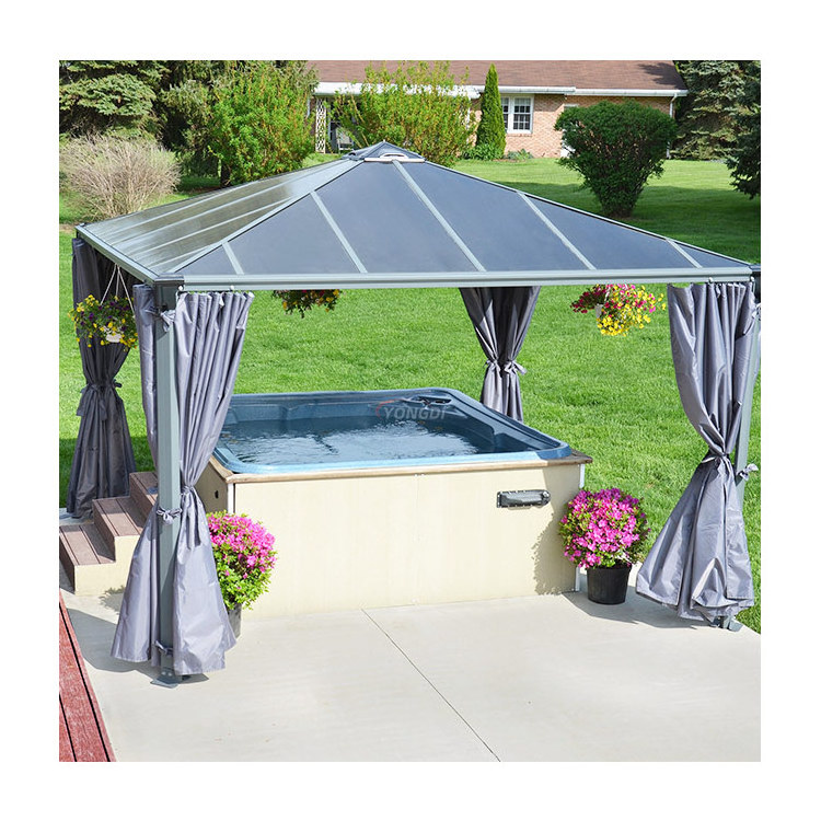 Metal galvanised steel polycarbonate pergola dach single hardtop outdoor cover garden pavilion gazebo