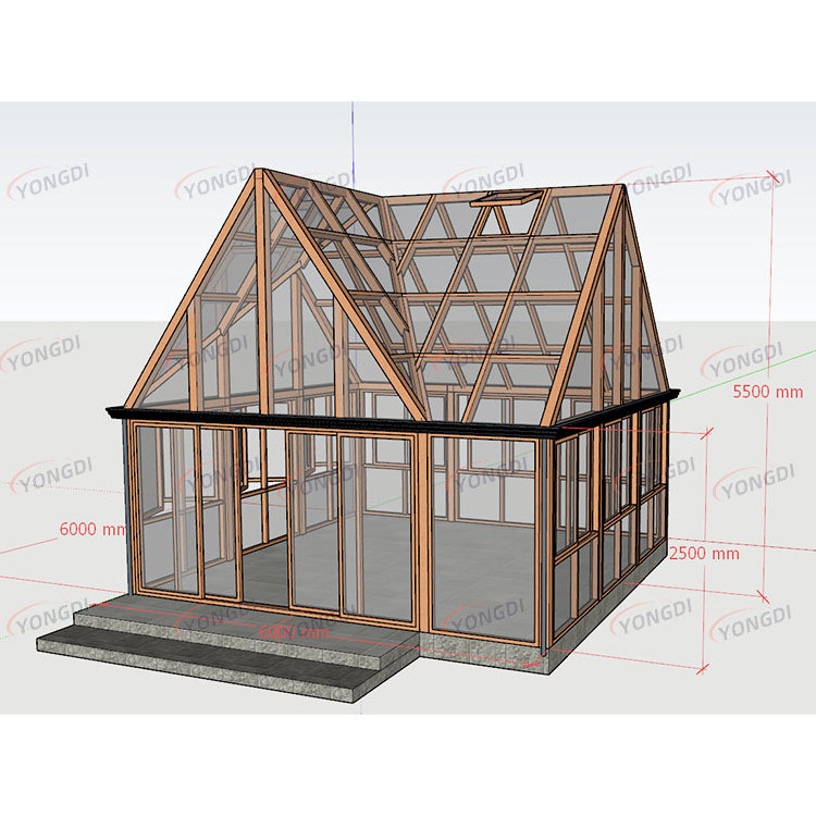 Aluminum metal frame winter garden triangle deck backyard casa sun room glass shed house outdoor greenhouse sunroom