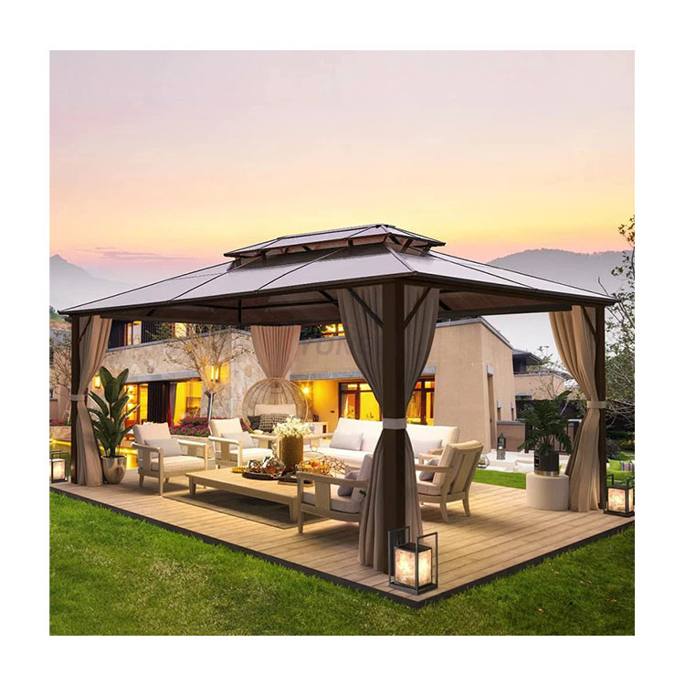 Commercial 3x3 4x4 metal aluminum garden grill canopy gazebo tent para jardin hardtop for outdoor