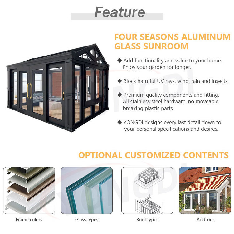 Aluminum metal frame winter garden triangle deck backyard casa sun room glass shed house outdoor greenhouse sunroom