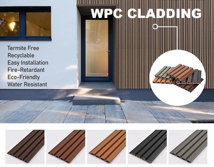 Outdoor waterproof coextrusion wpc indoor exterior fluted wall panel board cladding