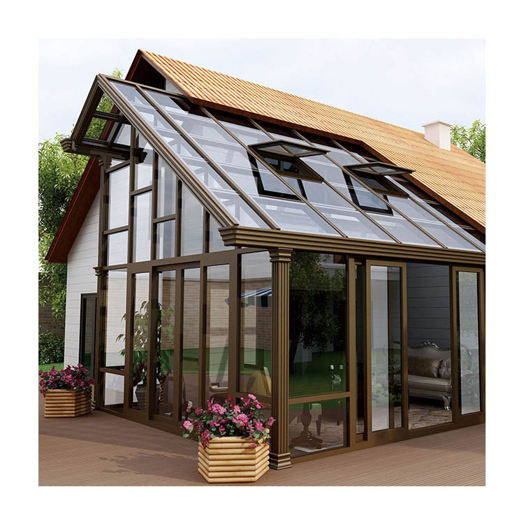 Outdoor prefabricated winter garden conservatory free standing solarium sunroom glass houses kit