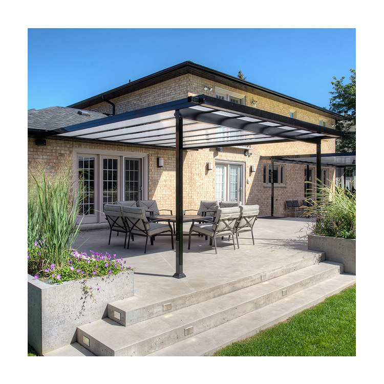 Exterior terrace sun shade windproof outdoor aluminium pergola polycarbonate roofing canopy backyard patio cover