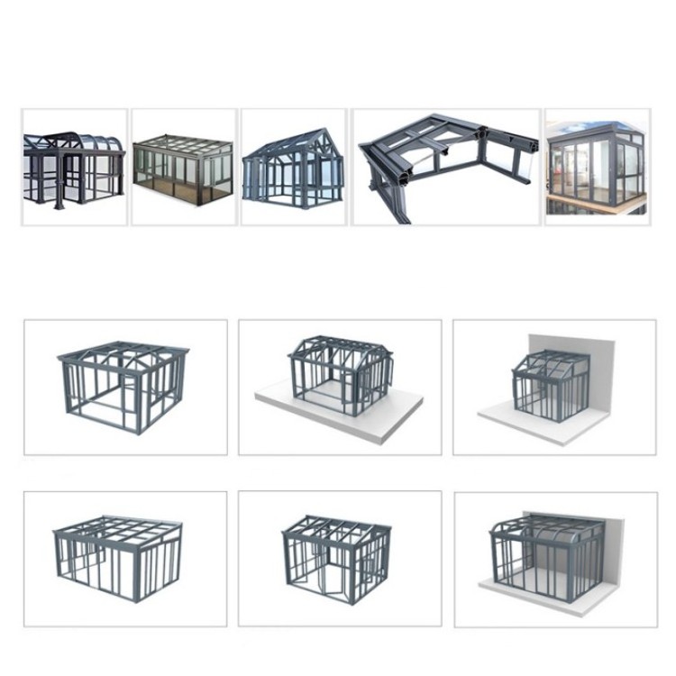 Outdoor prefabricated winter garden conservatory free standing solarium sunroom glass houses kit