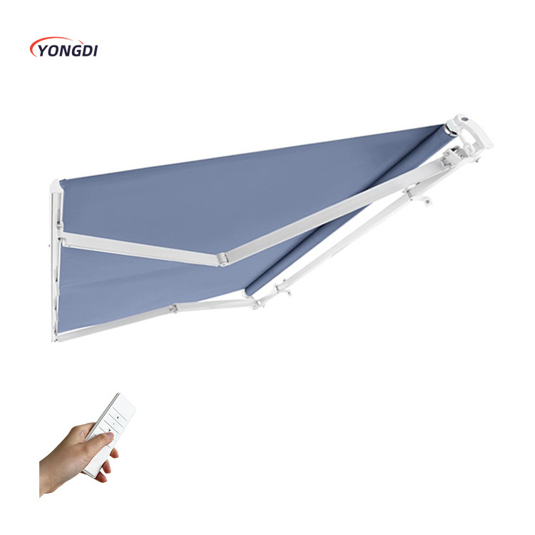 Heavy wind large side wall mounted motor electric screen shade automatic full cassette motorized retractable awning canopy