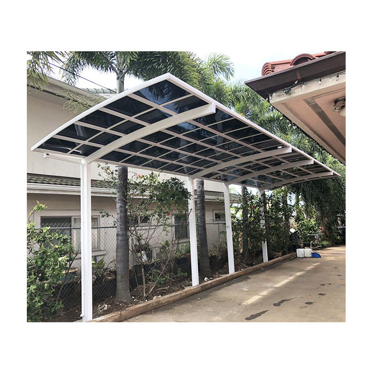 Aluminum alloy frame sun shed canopy cantilever solar panel carport kits with polycarbonate sheet