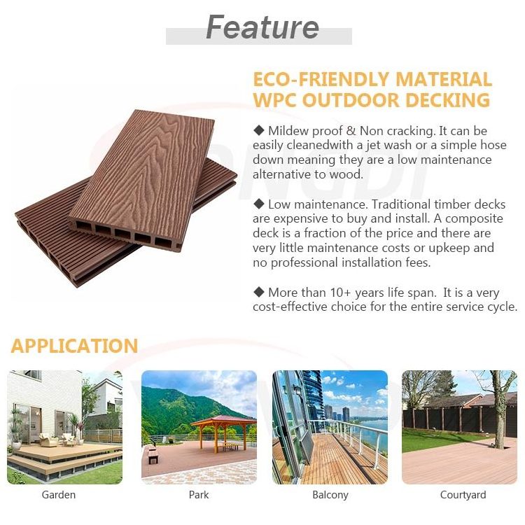 Exterior waterproof 3d grain co extrusion wood plastic composite garden floor tiles outdoor wpc decking