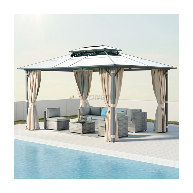 Commercial 3x3 4x4 metal aluminum garden grill canopy gazebo tent para jardin hardtop for outdoor