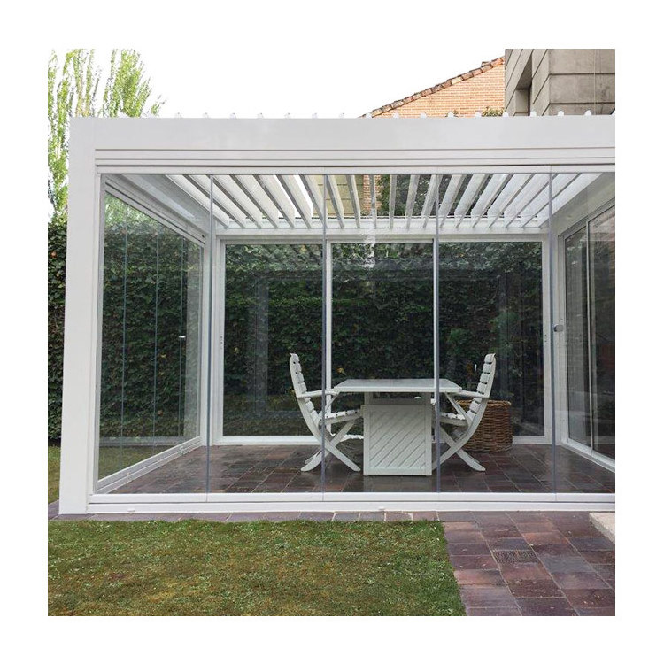 European pergola prefab house electric 4x4 backyard terrace metal waterproof garden outdoor pavilion with led