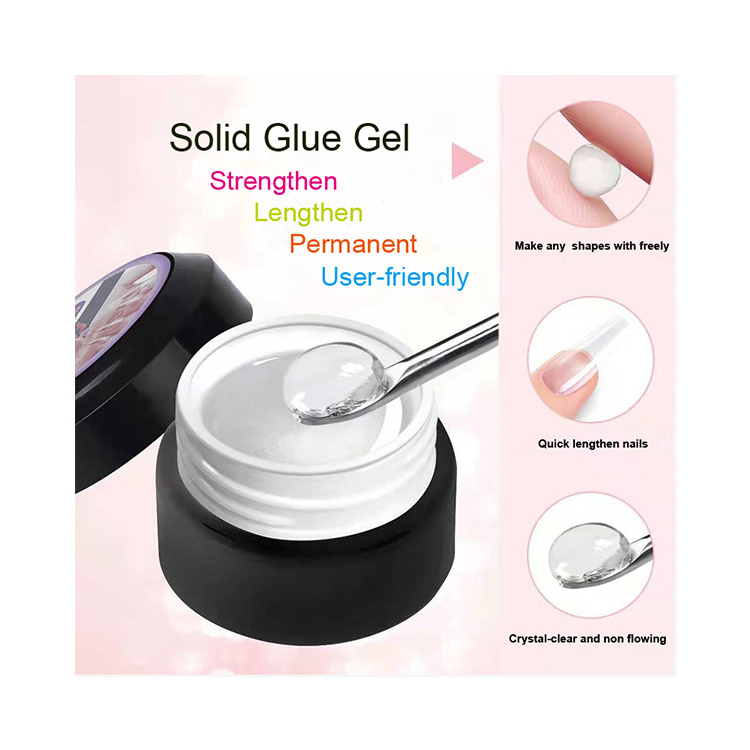 Free Sample 15g PVC Solid Glue Nail Tips Gel for nails extension Clear Solid Gel Reinforce for nail art