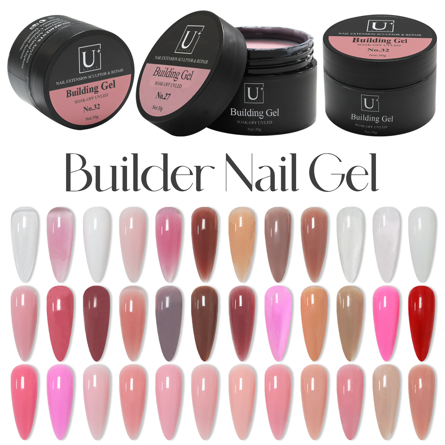 China Hot sale Clear Builder Nail Supplies 36 Colors Soak off UV LED Camouflage Builder UV Gel in jar