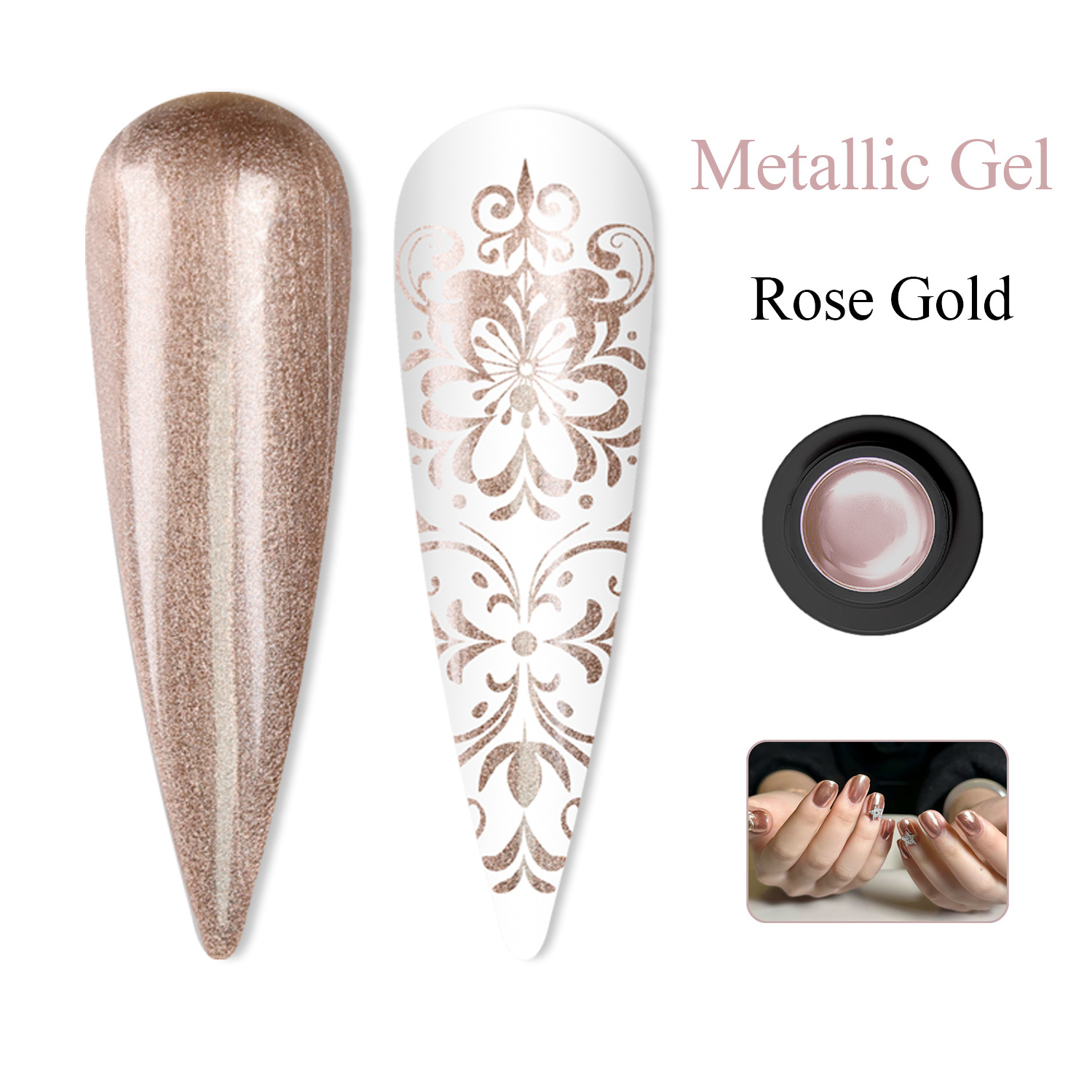 Free Sample Gel 5g Gold Mirror 3D Metal Nail Art Silver Rose Gold Metallic Painting Gel  Led/Uv Design Paint Polish