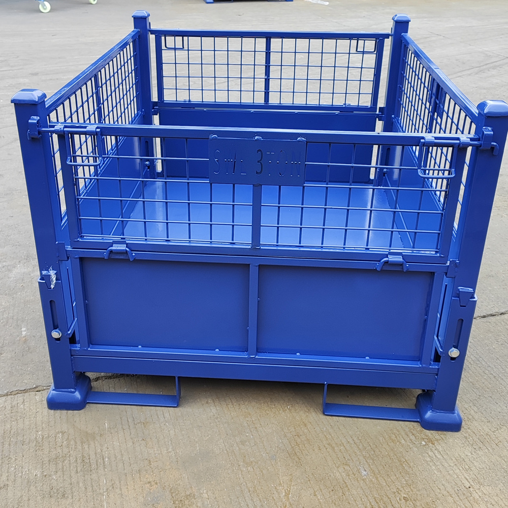 customized factory metal storage equipment metal cage bin steel pallet rack trolley cage roll containers stacking rack stillage