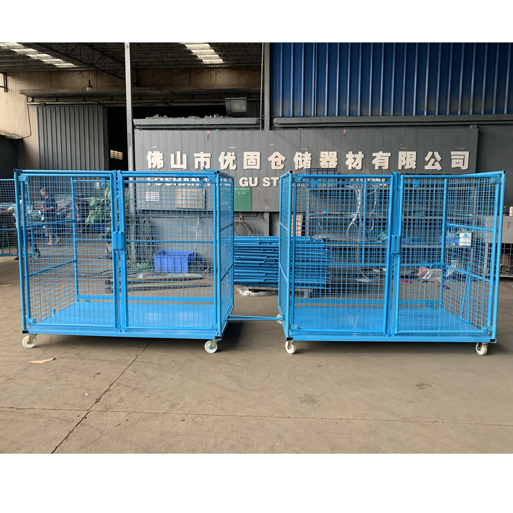 factory wholesale customized powder coating galvanized metal steel foldable trolley cart folding crates heavy duty trolley