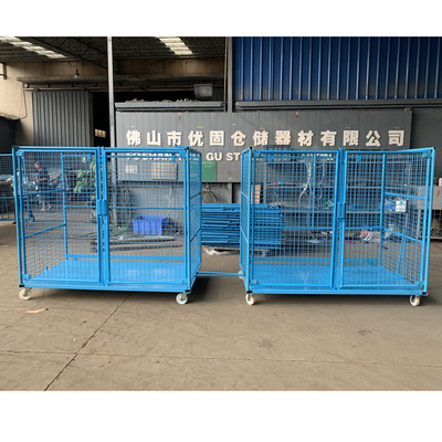 factory wholesale customized powder coating galvanized metal steel foldable trolley cart folding crates heavy duty trolley