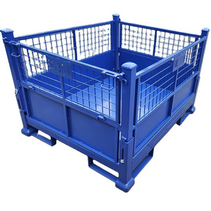 customized factory metal storage equipment metal cage bin steel pallet rack trolley cage roll containers stacking rack stillage