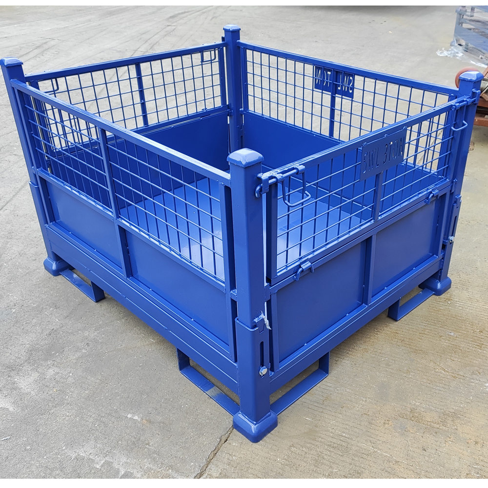 customized factory metal storage equipment metal cage bin steel pallet rack trolley cage roll containers stacking rack stillage