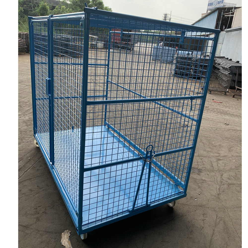 factory wholesale customized powder coating galvanized metal steel foldable trolley cart folding crates heavy duty trolley