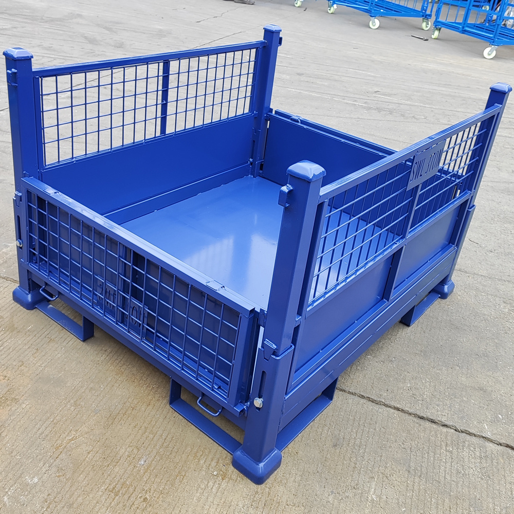 customized factory metal storage equipment metal cage bin steel pallet rack trolley cage roll containers stacking rack stillage