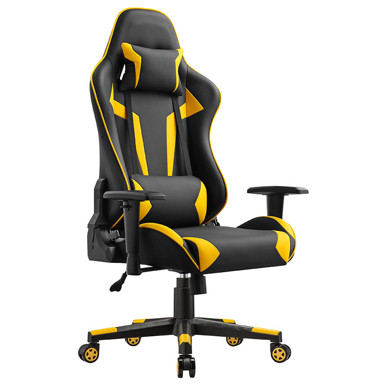 Yellow and black pu leather luxury modern reclining game chairs arms moving ergonomic pc gamer computer gaming chairs