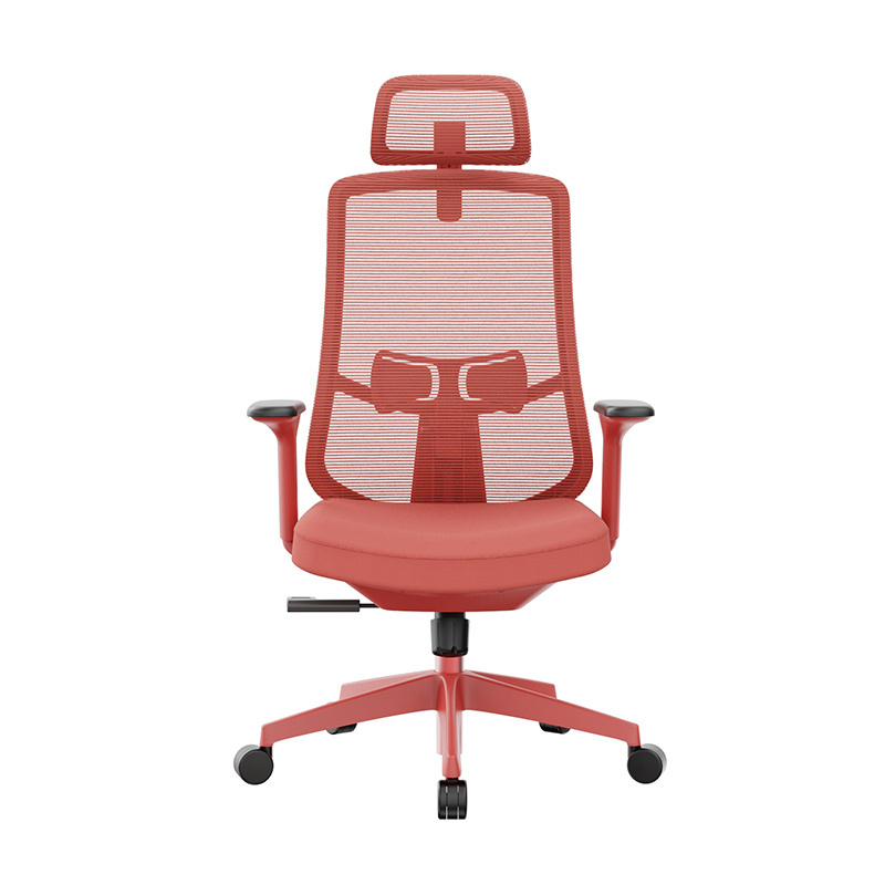 Mesh fabric swivel computer desk chair with headrest pink red argonomic office chair