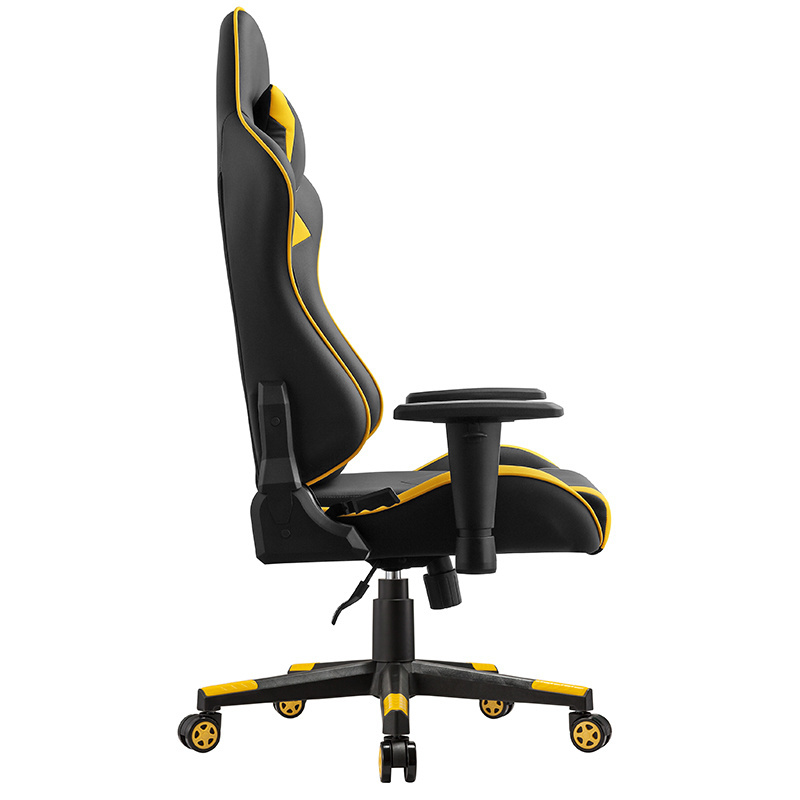 Yellow and black pu leather luxury modern reclining game chairs arms moving ergonomic pc gamer computer gaming chairs