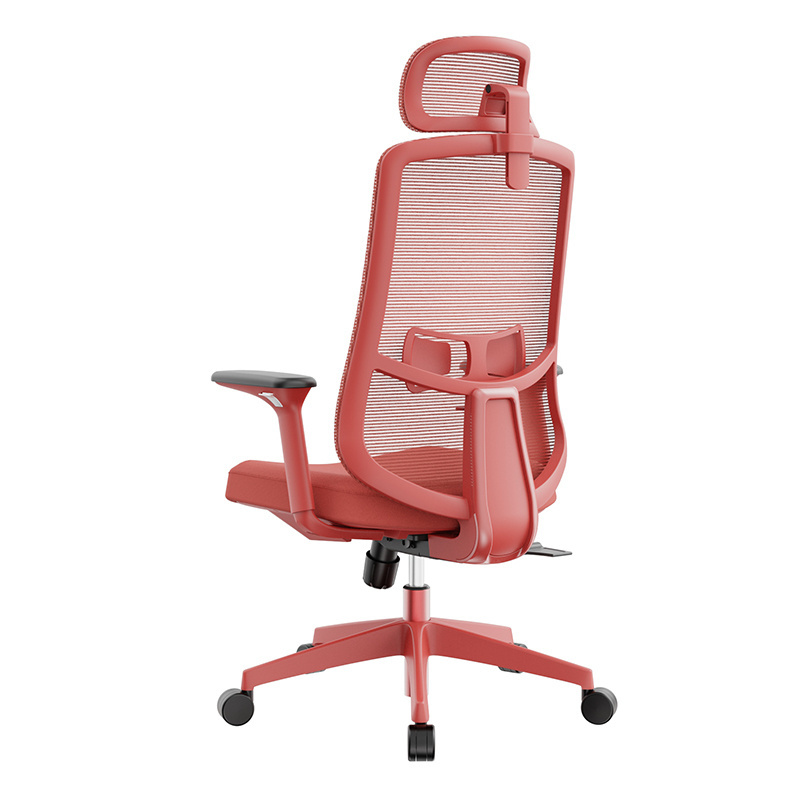 Mesh fabric swivel computer desk chair with headrest pink red argonomic office chair