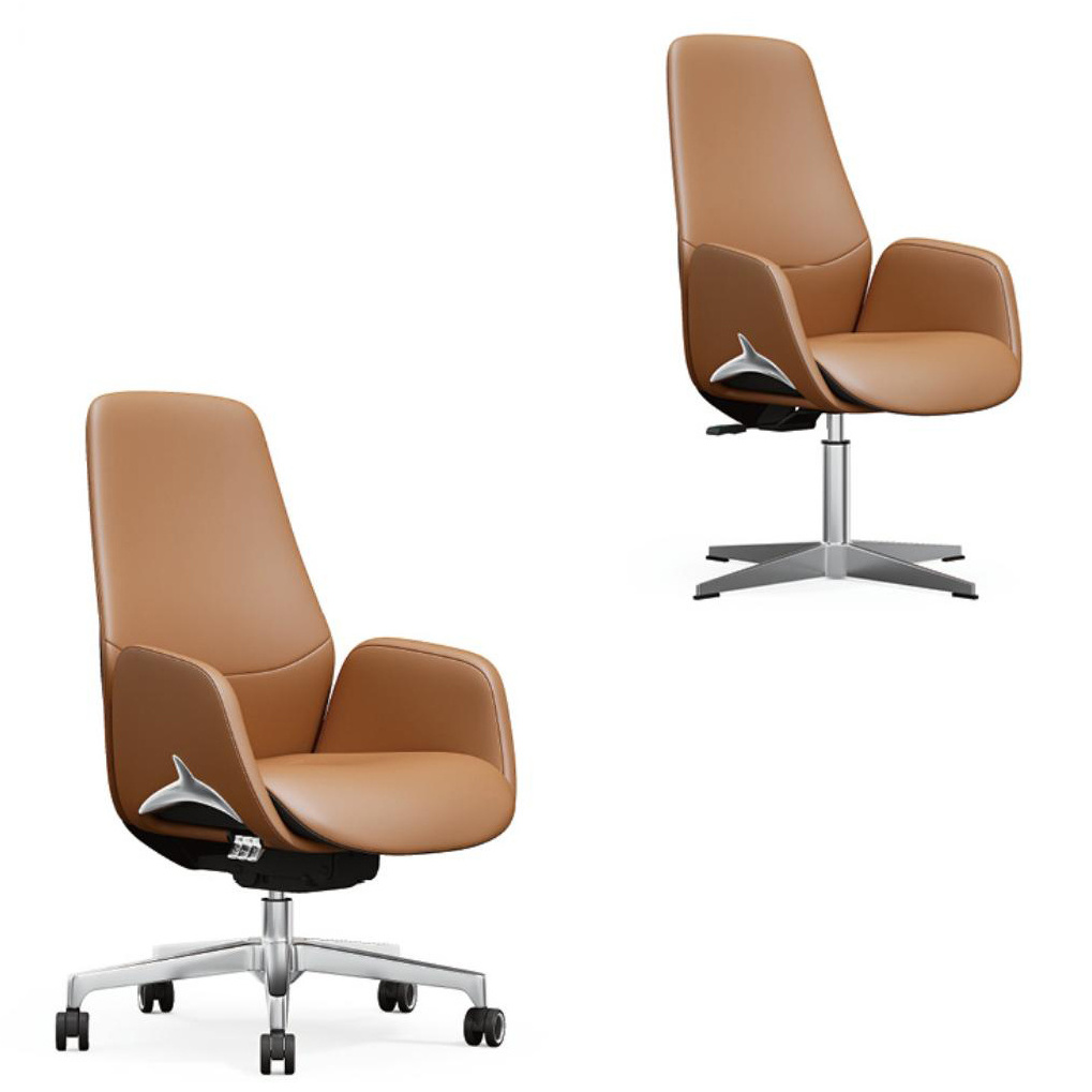 New design beige executive leather office chair sale without wheels