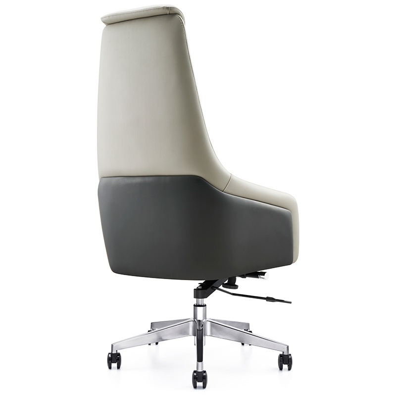 Foshan furniture high back pillow chair for working white leather swivel lounge chair