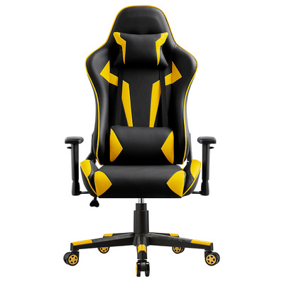 Yellow and black pu leather luxury modern reclining game chairs arms moving ergonomic pc gamer computer gaming chairs