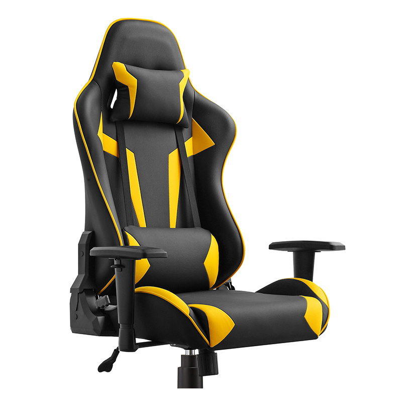 Yellow and black pu leather luxury modern reclining game chairs arms moving ergonomic pc gamer computer gaming chairs