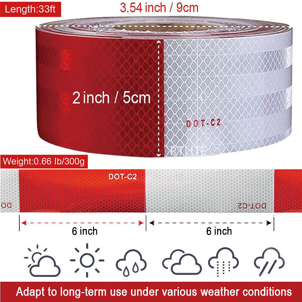 YouGuang Reflective DOT C2 Grade Conspicuity Markings Series Reflective Tape Red And White Truck Reflective Stickers