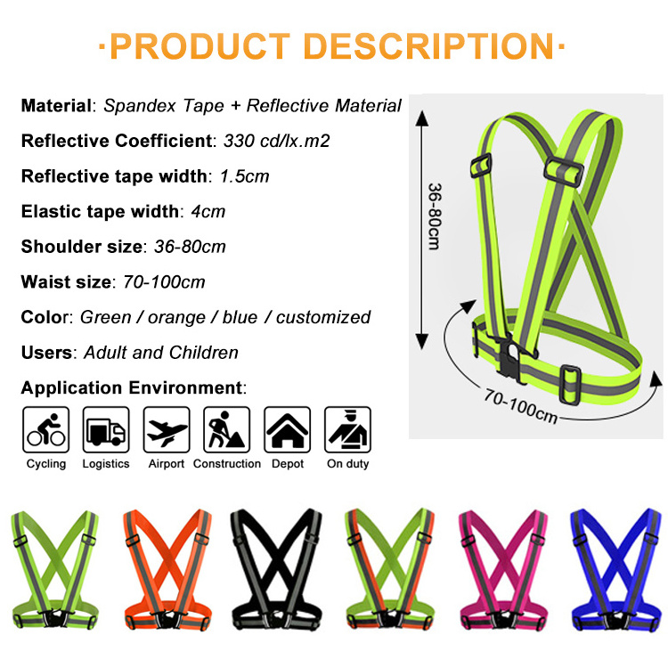 YouGuang High Visibility Reflective Belt Outdoor Reflective Elasticity Safety Vest Fit For Running Cycling Sport Outdoor Clothes