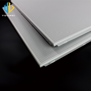 Foshan Factory Low cost Perforated Metal Aluminum 2x4 acoustical commercial drop ceiling tiles wholesale