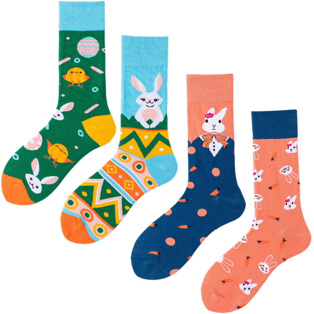 Ins new fashion ODM custom logo socks breathable Cotton novelty manufacturers AB socks couple high quality dress crew socks