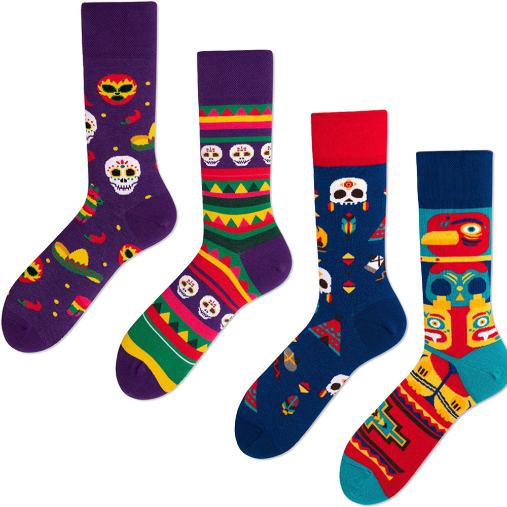 Ins new fashion ODM custom logo socks breathable Cotton novelty manufacturers AB socks couple high quality dress crew socks