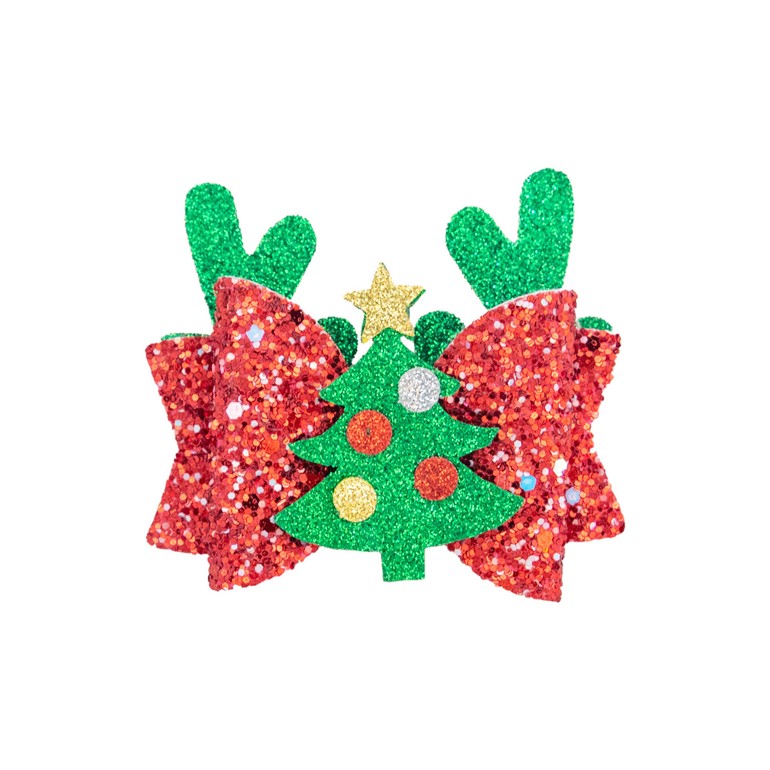 christmas ornaments Bow Hair Clip Children's Green Onion Glitter Bow Glitter Santa Snowman Tree Elk Hat Hair Clip Hairpins