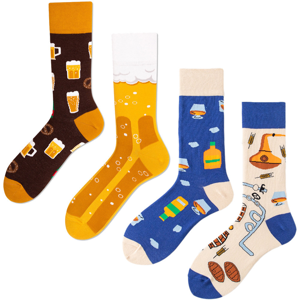 Ins new fashion ODM custom logo socks breathable Cotton novelty manufacturers AB socks couple high quality dress crew socks