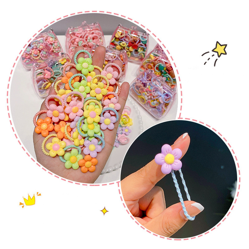 20Pcs/Set Wholesale Sweet Mini Hair Accessories Set Gift Children's Baby Girl Cute Hair Ties Elastic Hair Rubber Bands For Kids