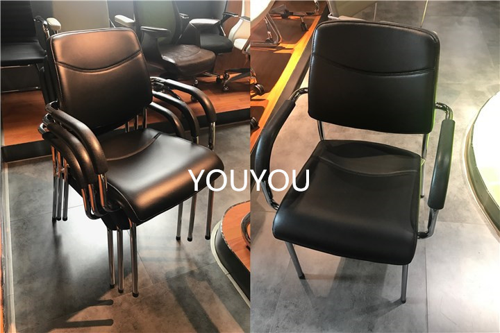 Big Project Multipurpose Guest Visitor Office Chairs With Armrest Stackable Pu leather Training Conference Chairs