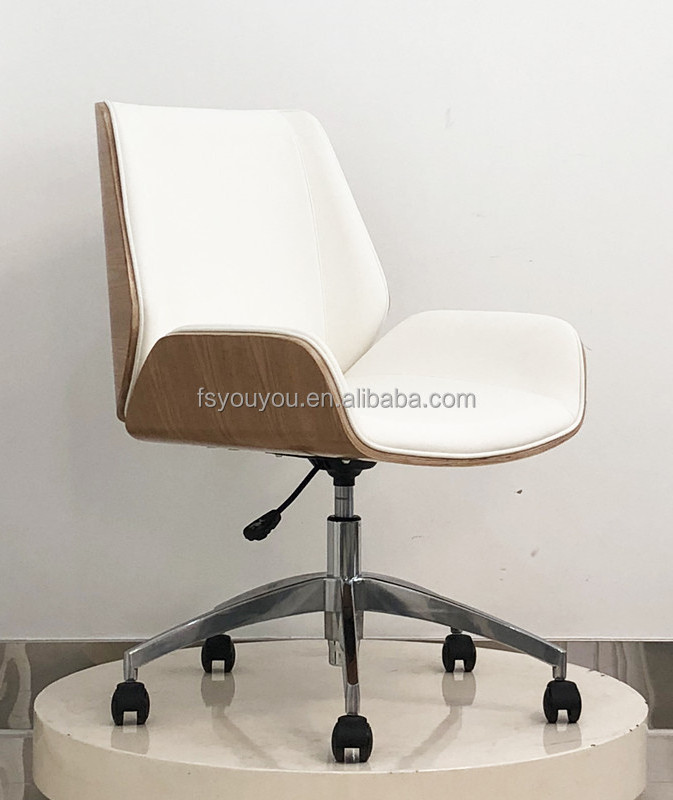 Modern bent wood middle back office room chair bentwood back boss Pu leather meeting executive office chair