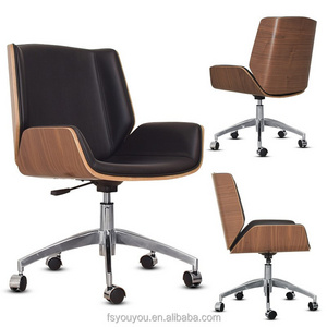 Modern bent wood middle back office room chair bentwood back boss Pu leather meeting executive office chair