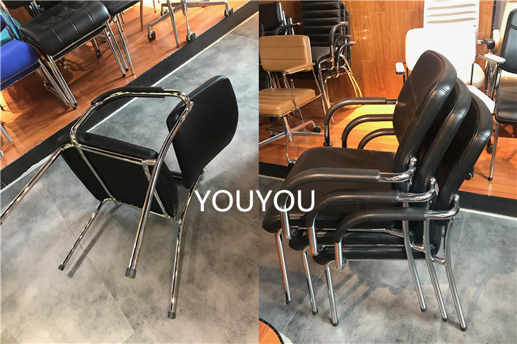 Big Project Multipurpose Guest Visitor Office Chairs With Armrest Stackable Pu leather Training Conference Chairs