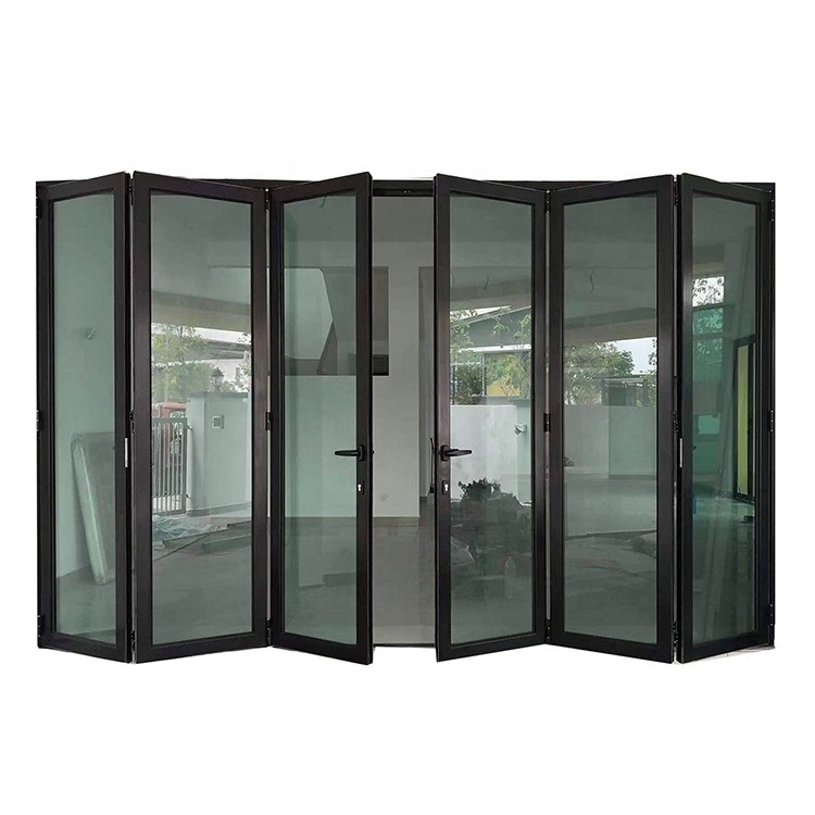 glass sliding patio aluminum bi folding door folding exterior glass doors stainless steel folding door hinge with handle